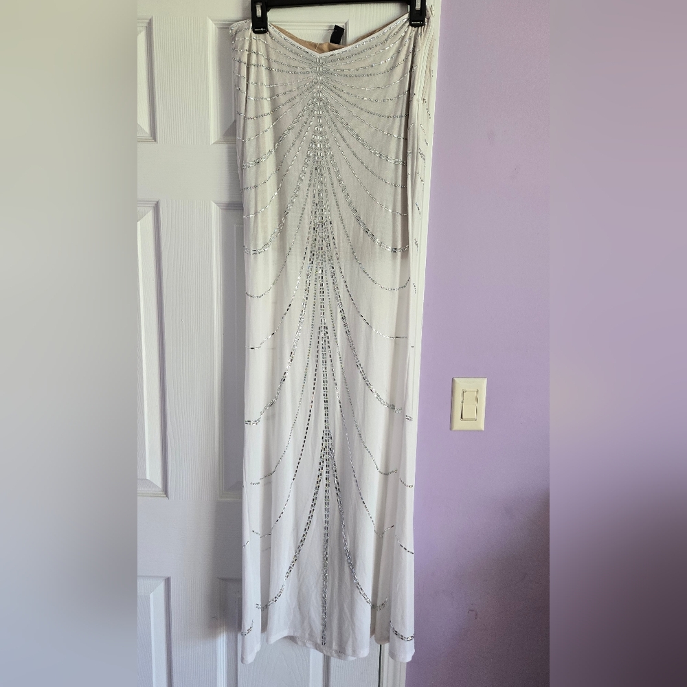 Windsor Silver and White Maxi Skirt